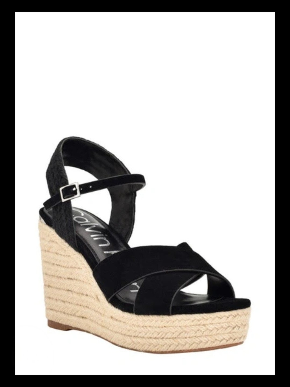 NWT! Calvin Klein Women's Espadrille Wedge Dress Sandals in BLACK Size 11M